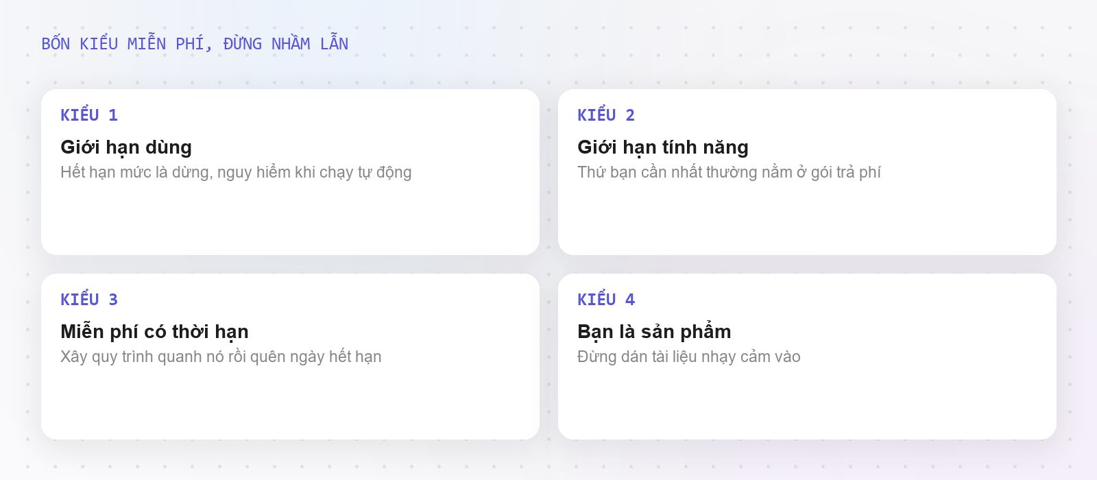 Bốn kiểu miễn phí của công cụ AI