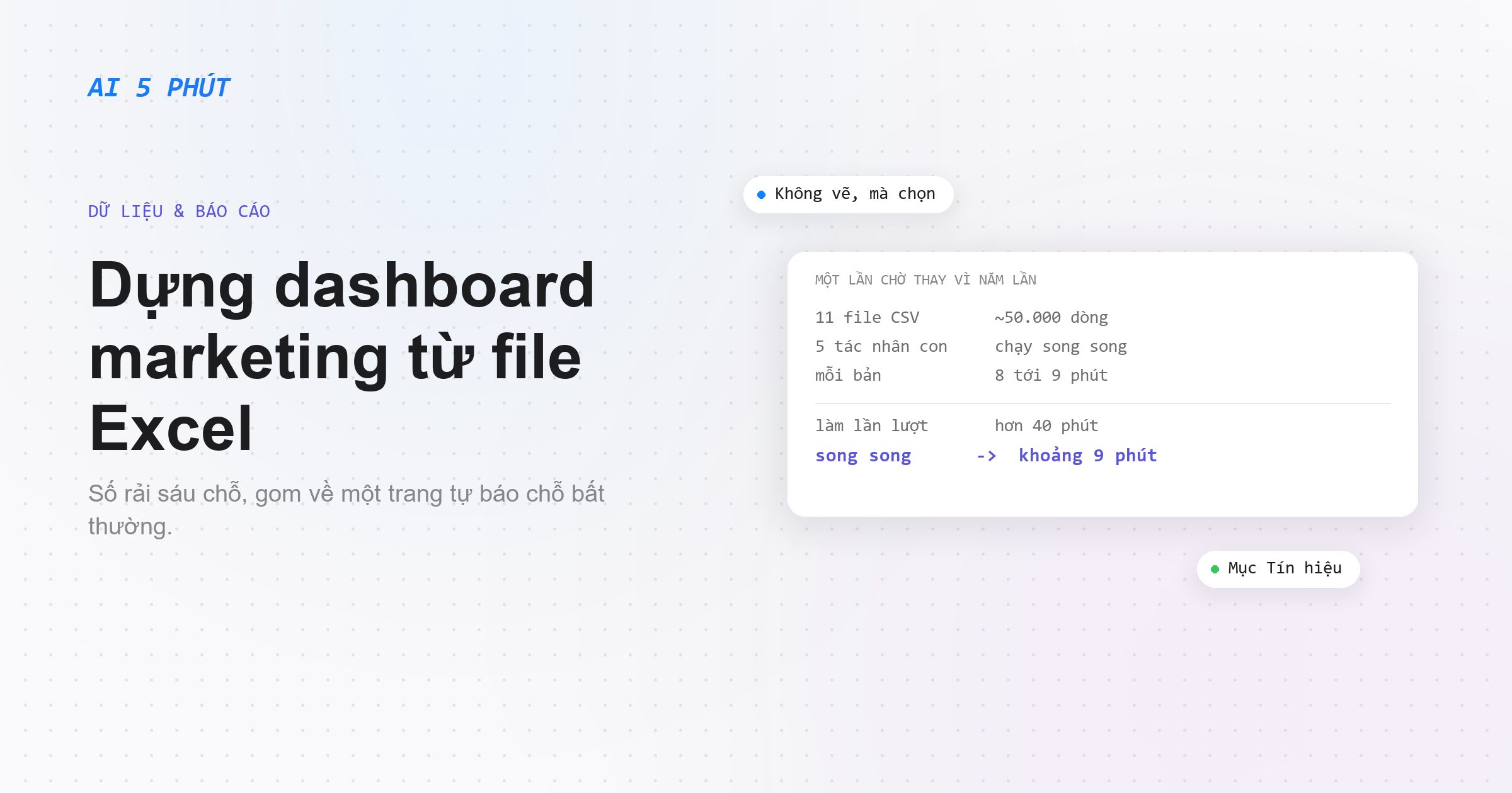 Dựng dashboard marketing từ file Excel bằng Claude trong 20 phút