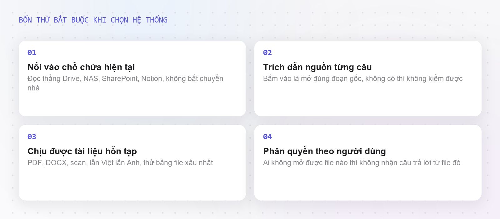 Bốn tiêu chí chọn phần mềm quản lý tài liệu bằng AI